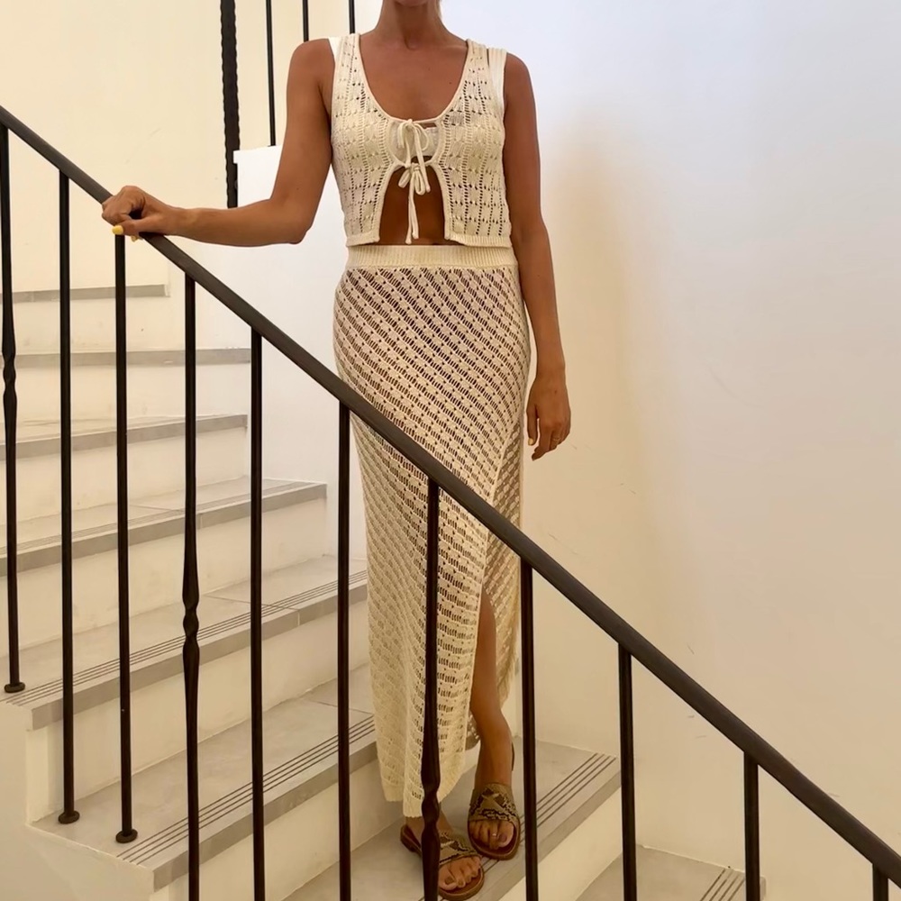L space gold dust skirt and top SET in cream
